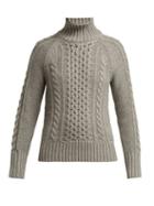 Matchesfashion.com Burberry - Awakino Cable Knit Cashmere Sweater - Womens - Grey