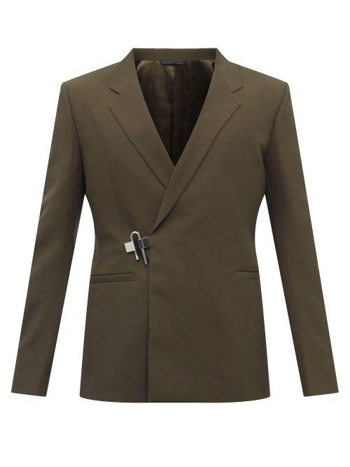 Mens Rtw Givenchy - Padlock Single-breasted Wool Blazer - Mens - Green