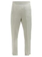 Matchesfashion.com Ann Demeulemeester - Cropped Cotton Blend Satin Trousers - Womens - Light Grey
