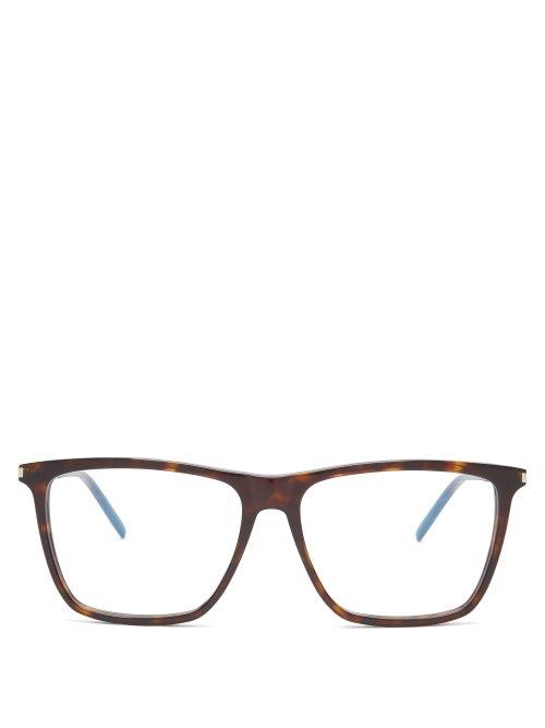 Matchesfashion.com Saint Laurent - Classic Squared Frame Acetate Glasses - Womens - Tortoiseshell
