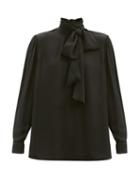 Matchesfashion.com Valentino - Pussy-bow Silk-georgette Blouse - Womens - Black