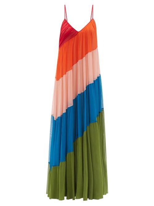 Ladies Rtw Carolina Herrera - Striped Silk-chiffon Maxi Dress - Womens - Multi