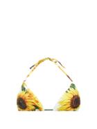 Matchesfashion.com Dolce & Gabbana - Sunflower Print Triangle Bikini Top - Womens - Yellow Print