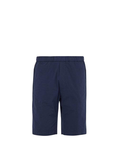 Matchesfashion.com Barena Venezia - Concealed Drawstring Cotton Blend Shorts - Mens - Navy