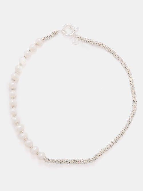 Pearl Octopuss.y - Paris Pearl & Crystal Necklace - Womens - Silver