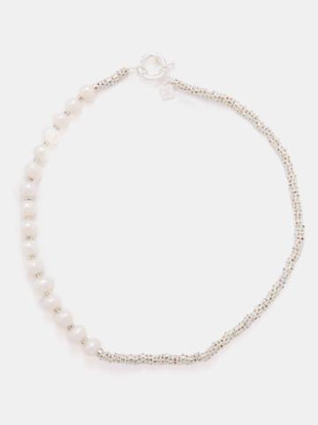 Pearl Octopuss.y - Paris Pearl & Crystal Necklace - Womens - Silver