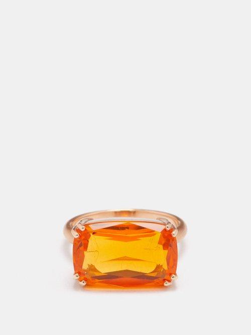 Irene Neuwirth - Gemmy Gem Fire Opal & 18kt Gold Ring - Womens - Orange Multi