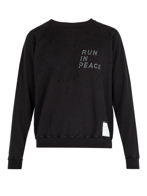 Matchesfashion.com Satisfy - Distressed Cotton Sweatshirt - Mens - Black