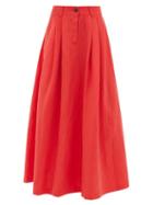 Matchesfashion.com Mara Hoffman - Tulay Pleated Tencel-blend Midi Skirt - Womens - Red