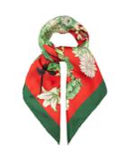 Gucci Gg Belts And Floral Bouquet-print Silk Scarf