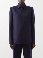 Bottega Veneta - Point-collar Wool Overshirt - Womens - Navy