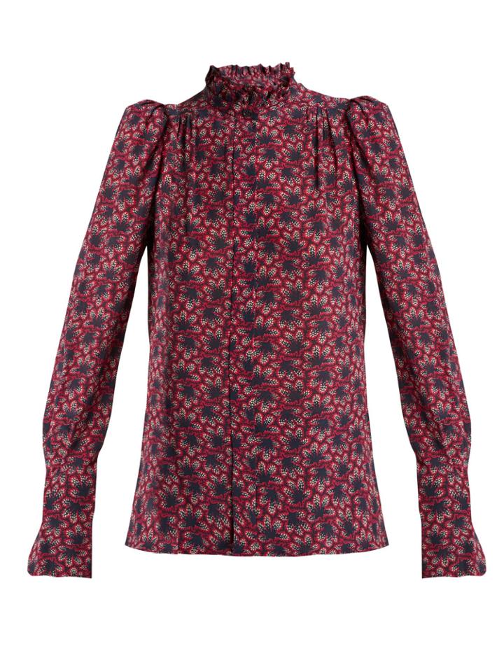 Isabel Marant Lamia Leaf-print Silk Blouse