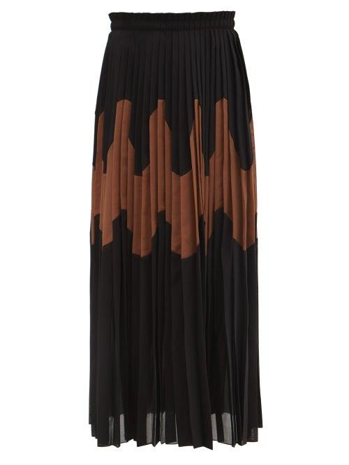 Matchesfashion.com Jil Sander - Panelled Pleated Cotton-blend Skirt - Womens - Black Brown