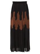 Matchesfashion.com Jil Sander - Panelled Pleated Cotton-blend Skirt - Womens - Black Brown