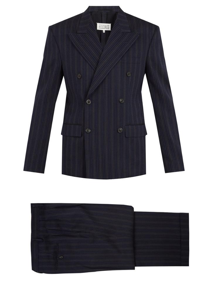 Maison Margiela Double-breasted Striped Wool-blend Suit