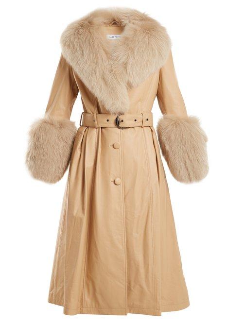 Matchesfashion.com Saks Potts - Foxy Fur Trimmed Leather Coat - Womens - Beige