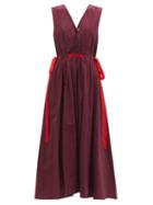Ladies Rtw Roksanda - Alenia Drawstring-waist Cotton-poplin Dress - Womens - Burgundy