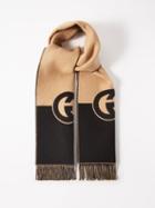 Gucci - Gg Tasselled Colour-block Wool Scarf - Mens - Beige Black