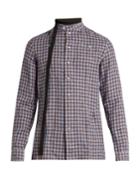 Raf Simons Belted-neck Checked Linen Shirt