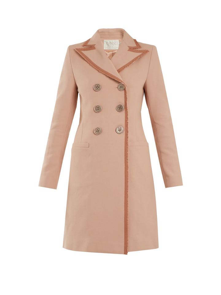 Goat Double-breasted Frayed-edge Cotton Coat