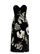 Matchesfashion.com Erdem - Rebecca Embroidered Velvet Strapless Dress - Womens - Black Multi