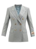 Gucci - Double-breasted Wool-sharkskin Jacket - Womens - Light Blue