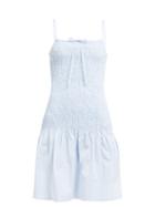 Matchesfashion.com Solid & Striped - Smocked Cotton Poplin Dress - Womens - Light Blue