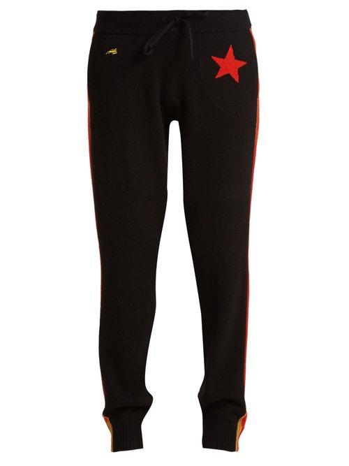 Matchesfashion.com Bella Freud - Billie Intarsia Knit Cashmere Blend Track Pants - Womens - Black
