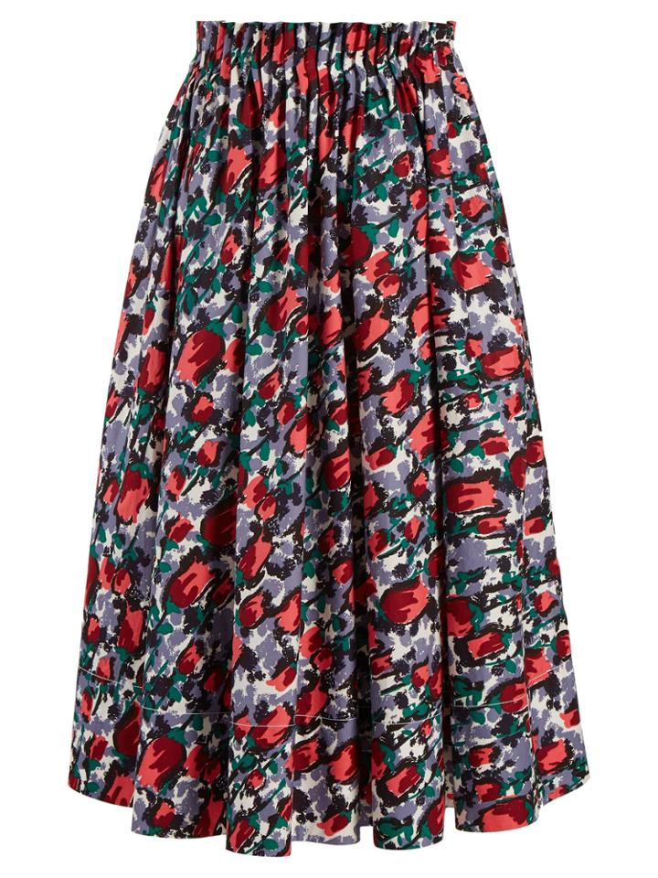 Marni A-line Tulip-print Midi Skirt