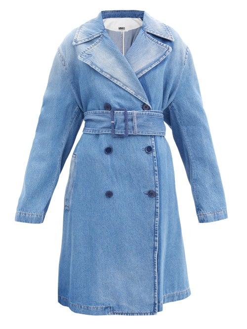 Matchesfashion.com Mm6 Maison Margiela - Double-breasted Belted Denim Coat - Womens - Denim