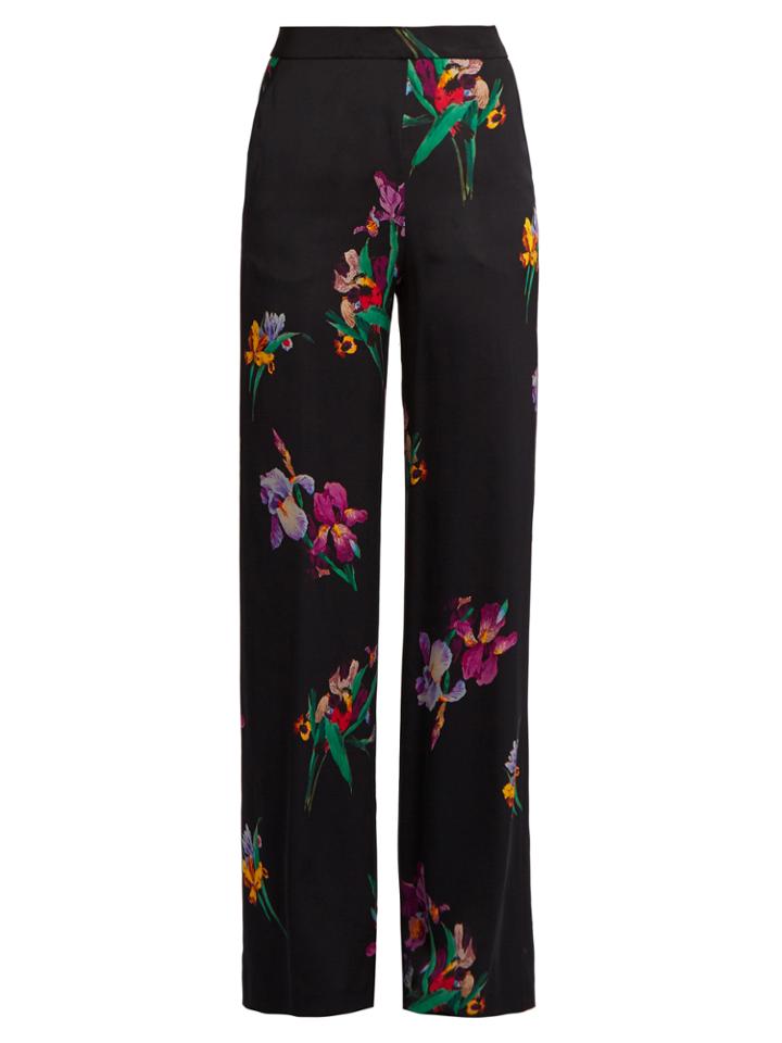 Etro Floral-print Wide-leg Satin Trousers