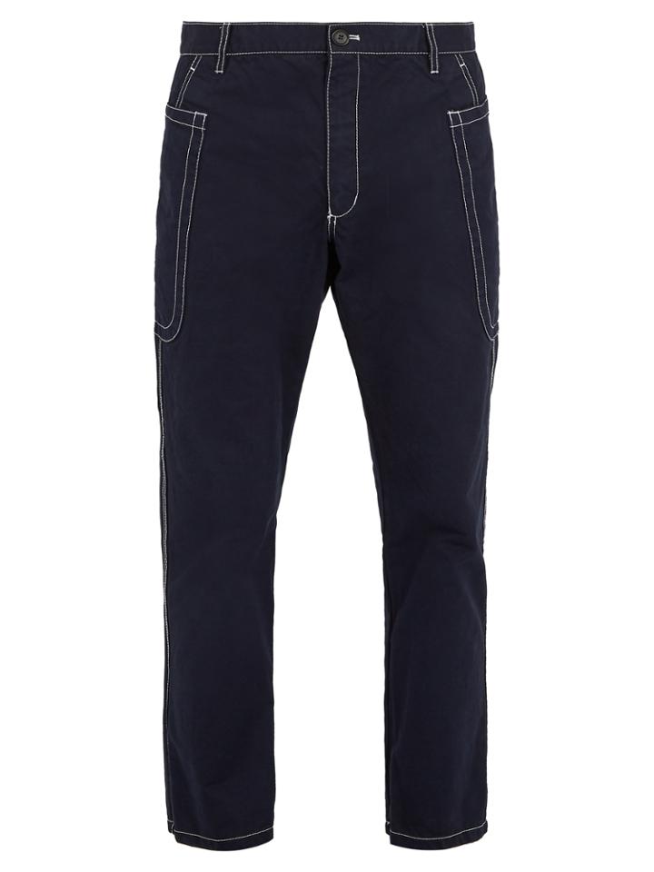 Comme Des Garçons Shirt Contrast-stitching Cotton Cropped Trousers