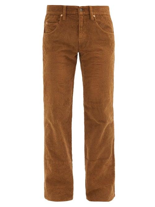 Matchesfashion.com Gucci - Distressed Cotton-corduroy Flared Trousers - Mens - Brown