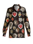 Dolce & Gabbana Heart-print Point-collar Pyjama Shirt
