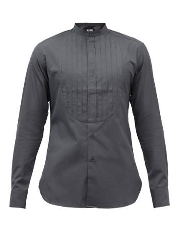 Sbline - Bunny Pleated-bib Cotton-poplin Shirt - Mens - Dark Grey