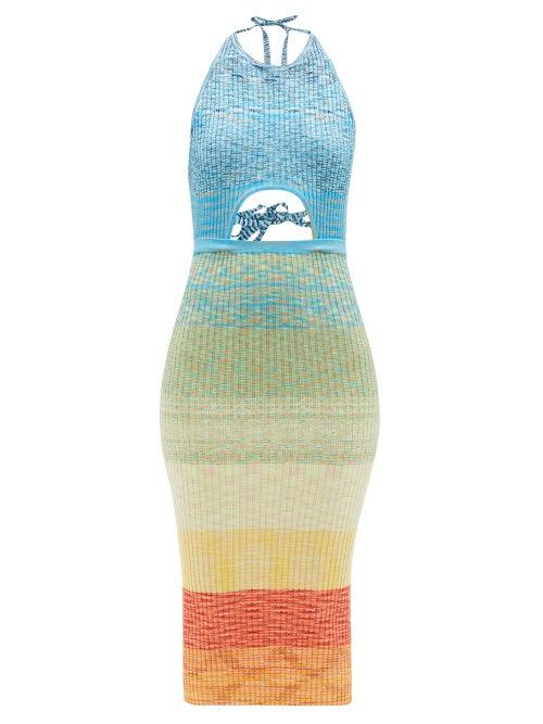 Staud - Edesia Cut-out Ribbed-knit Dress - Womens - Multi