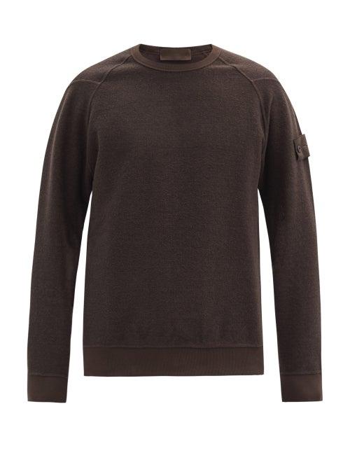 Matchesfashion.com Stone Island - Logo-patch Garment-dyed Cotton-blend Sweatshirt - Mens - Brown