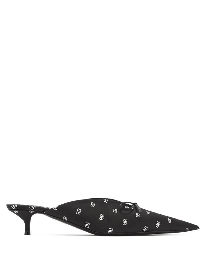 Balenciaga Knife Bb-print Satin Mules