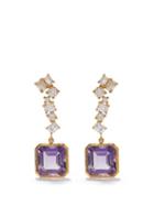Octavia Elizabeth - Floating Diamond, Amethyst & 18kt Gold Earrings - Womens - Purple Gold