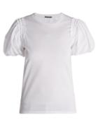 Matchesfashion.com Alexander Mcqueen - Puffed Sleeve Cotton T Shirt - Womens - White