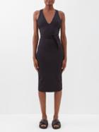 Le Ore - Lesina Crossover-strap Recycled-jersey Wrap Dress - Womens - Black