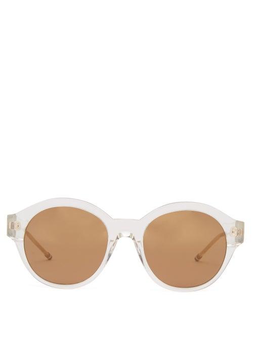 Thom Browne - Tricolour-tipped Round Acetate Sunglasses - Mens - Clear