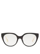 Fendi - Baguette Cat-eye Acetate And Metal Glasses - Womens - Black