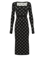 Matchesfashion.com Marine Serre - Square Neck Crescent Moon Knitted Dress - Womens - Black