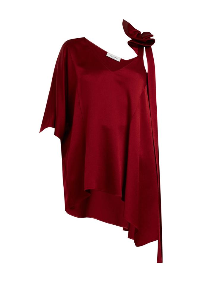 Valentino Asymmetric Ruffled-shoulder Top