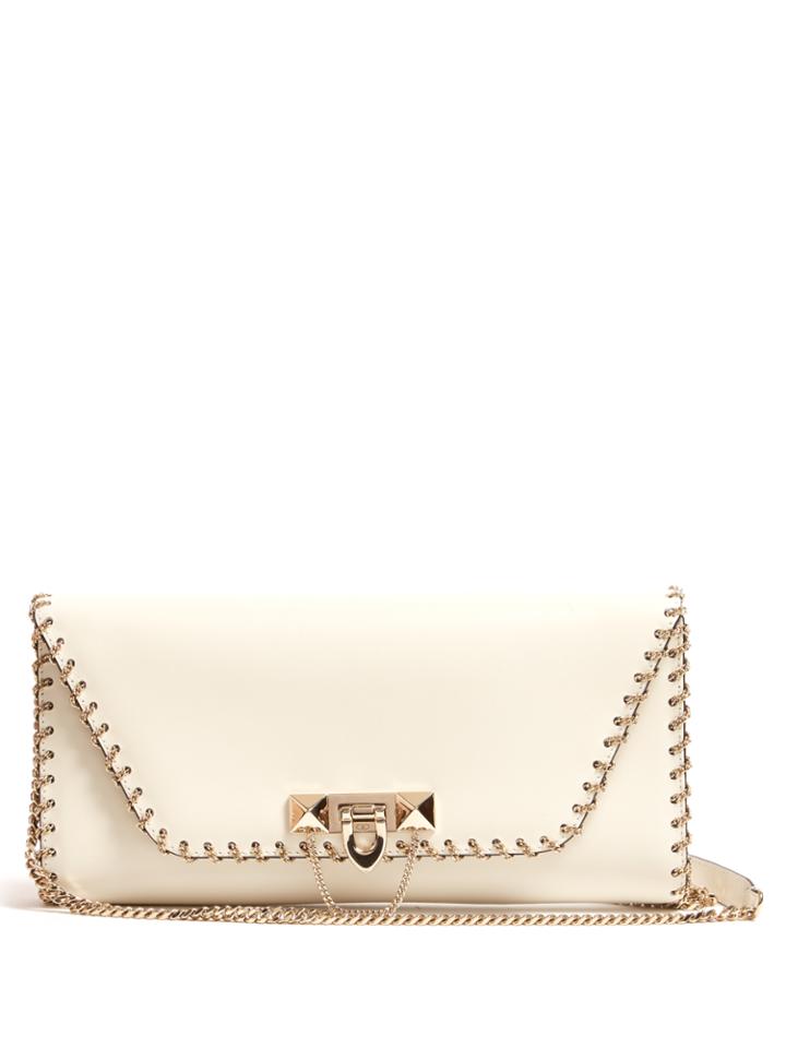 Valentino Demilune Leather Clutch Bag