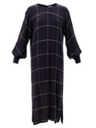Matchesfashion.com Three Graces London - Daisy Checked Flannel Midi Dress - Womens - Navy