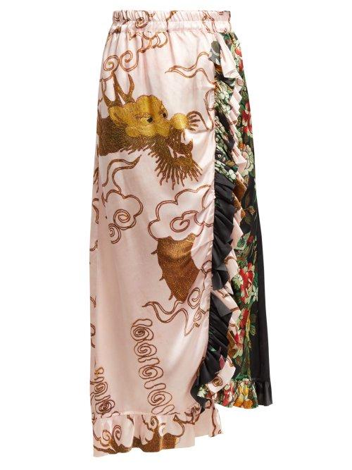 Matchesfashion.com By Walid - Ofra Antique Silk Skirt - Womens - Pink Multi