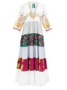 Matchesfashion.com Rianna + Nina - Kendima Banded Cotton-poplin Maxi Dress - Womens - White Multi