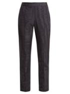 Matchesfashion.com Rosie Assoulin - Oboe Slim Leg Silk And Wool Blend Trousers - Womens - Navy